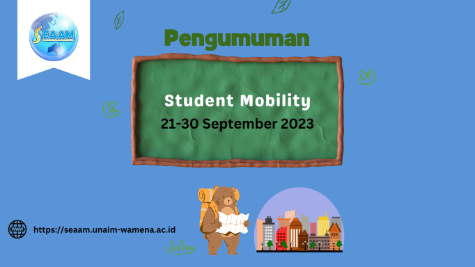 Student Mobility 2023, Dijadwalkan 21-30  September 2023